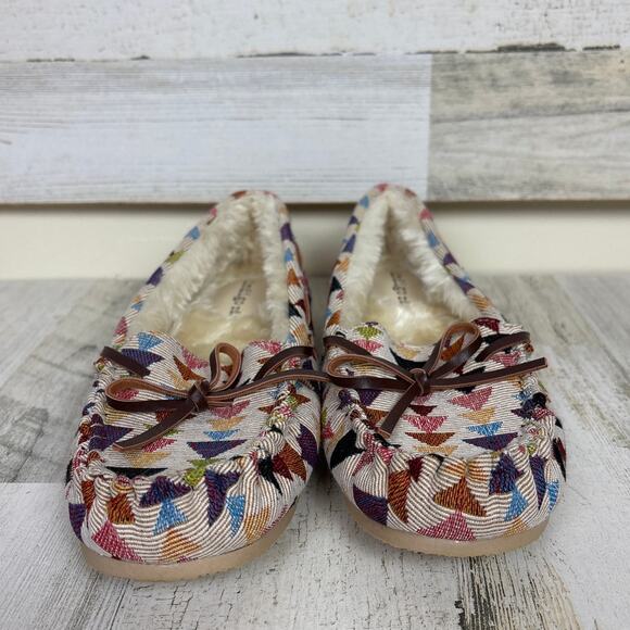 Indigo Rd. women 7.5 faux fur lined moccasin slip on shoe new aztec boho slipper - Picture 3 of 8